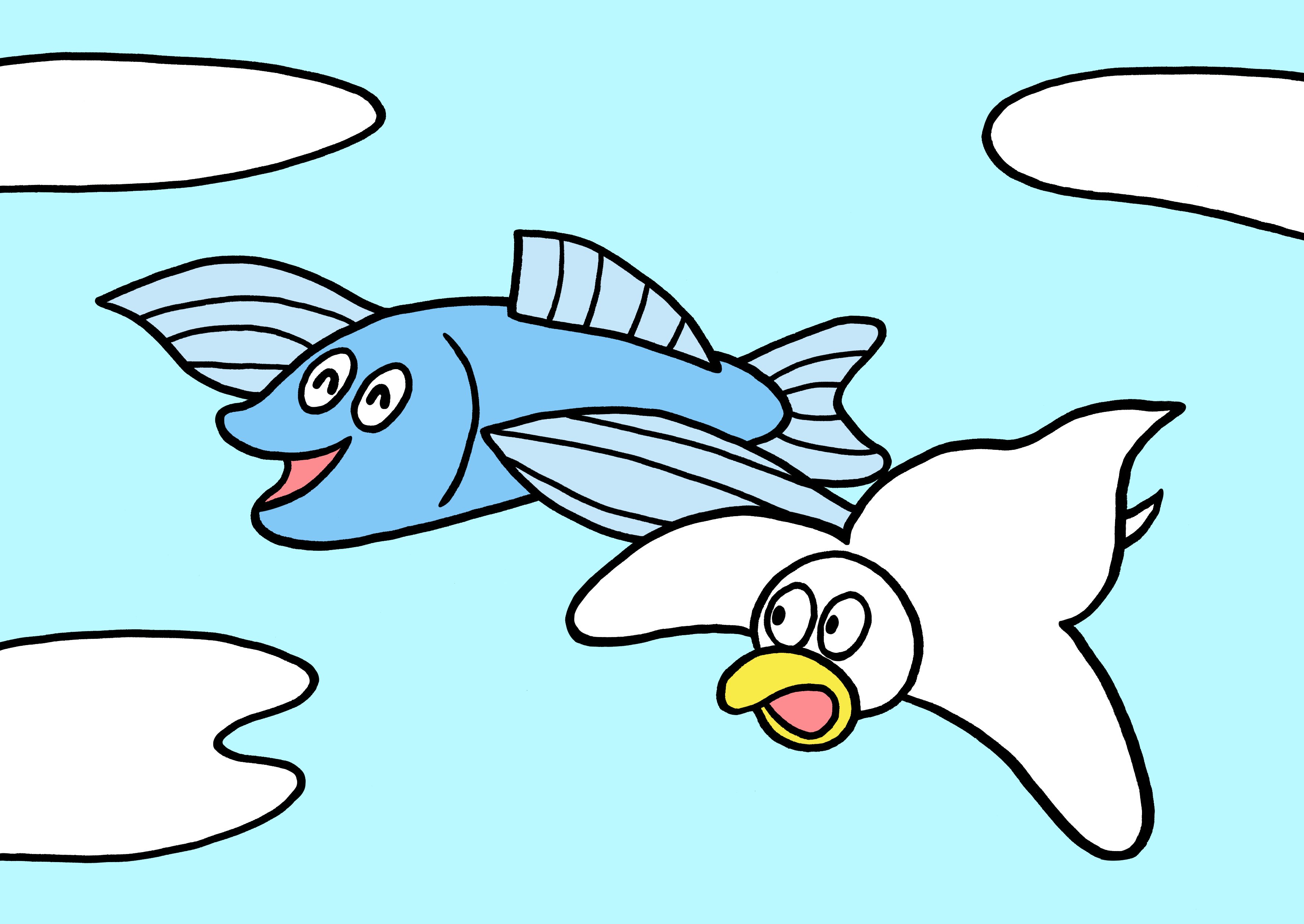 今日のイラスト261 飛びすぎトビウオ 矢本マヒロ Note