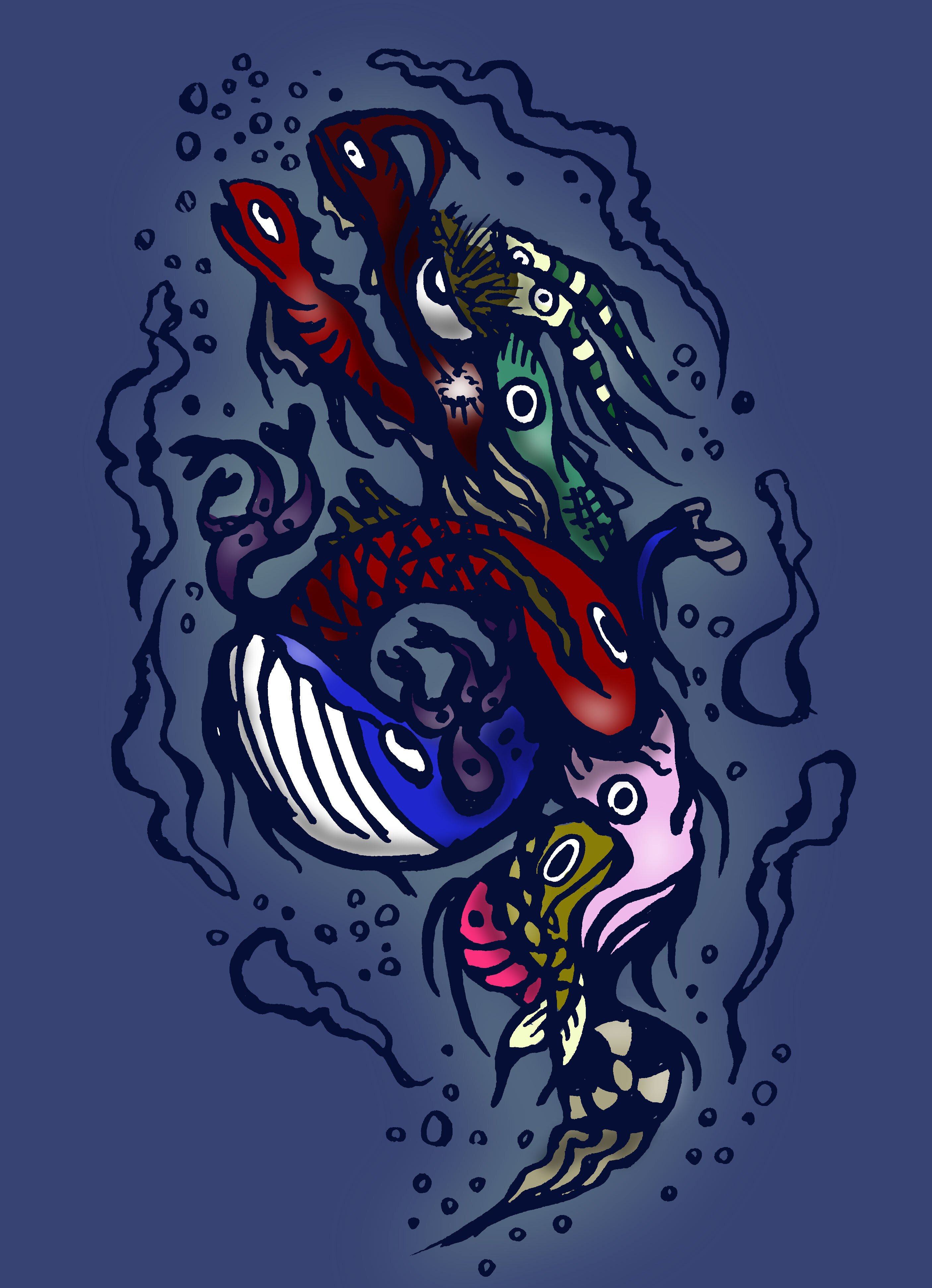 本日のイラスト タイトル 魚群 柏木公宰 Note