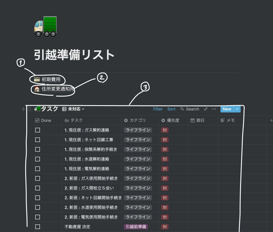 引っ越し準備中ページ 引越し準備〜完了までのタスクをNotionテンプレ公開してみた！｜平野太一