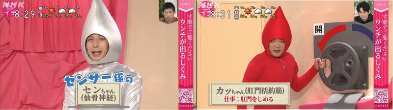 番組画像　擬人化された仙骨神経と肛門括約筋