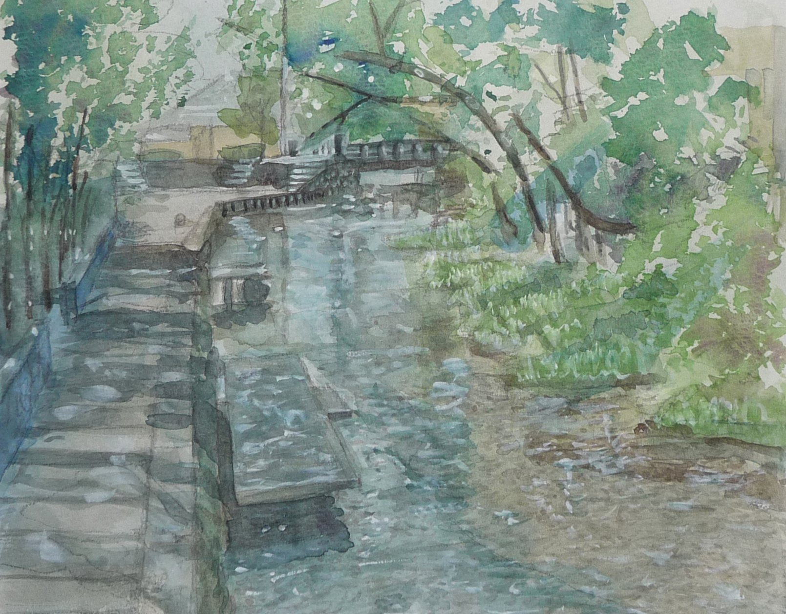 街中を流れる川の風景 アカアシ Note