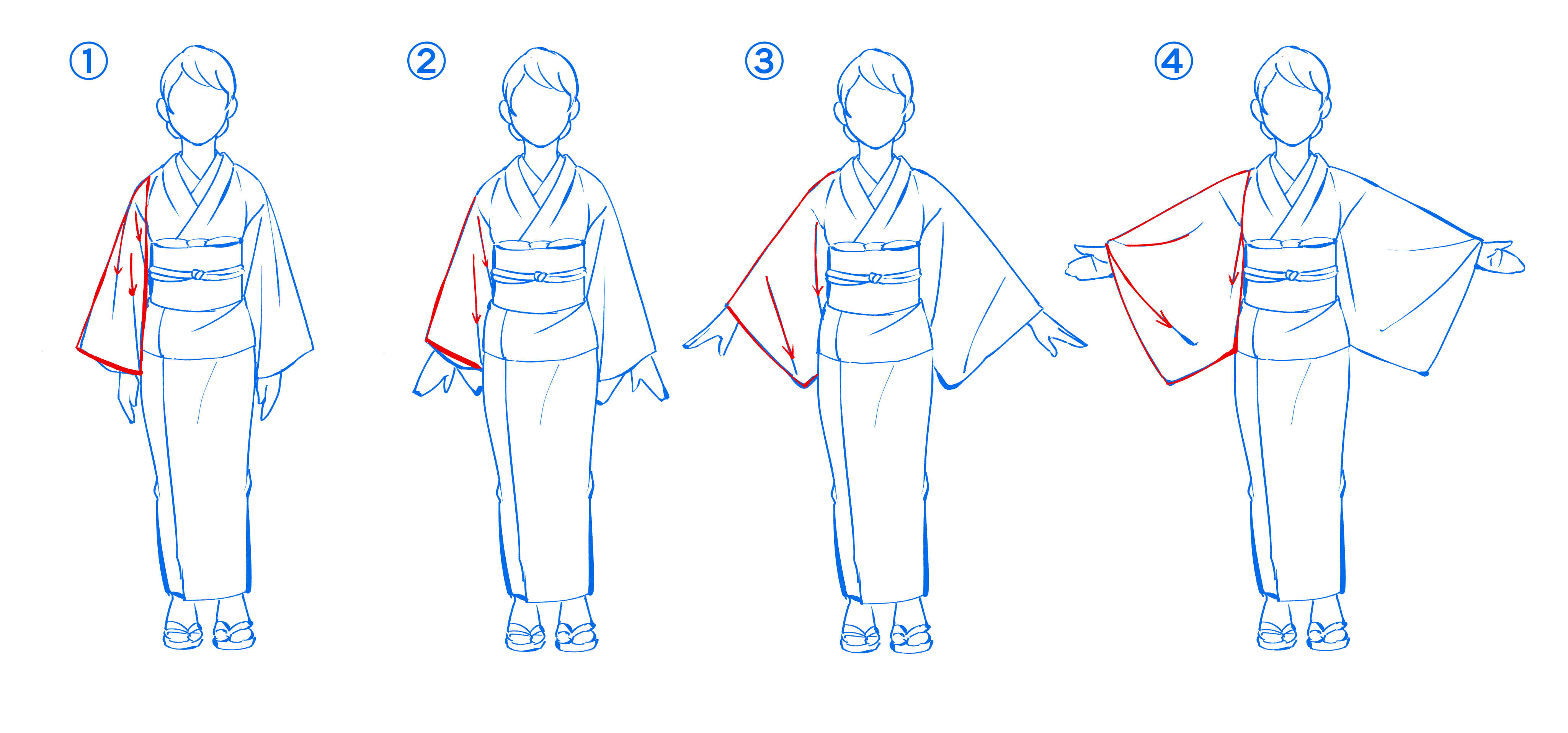 構造がわからなくても大丈夫 それっぽく着物を描く方法 Kuaイラストレーションコース Note