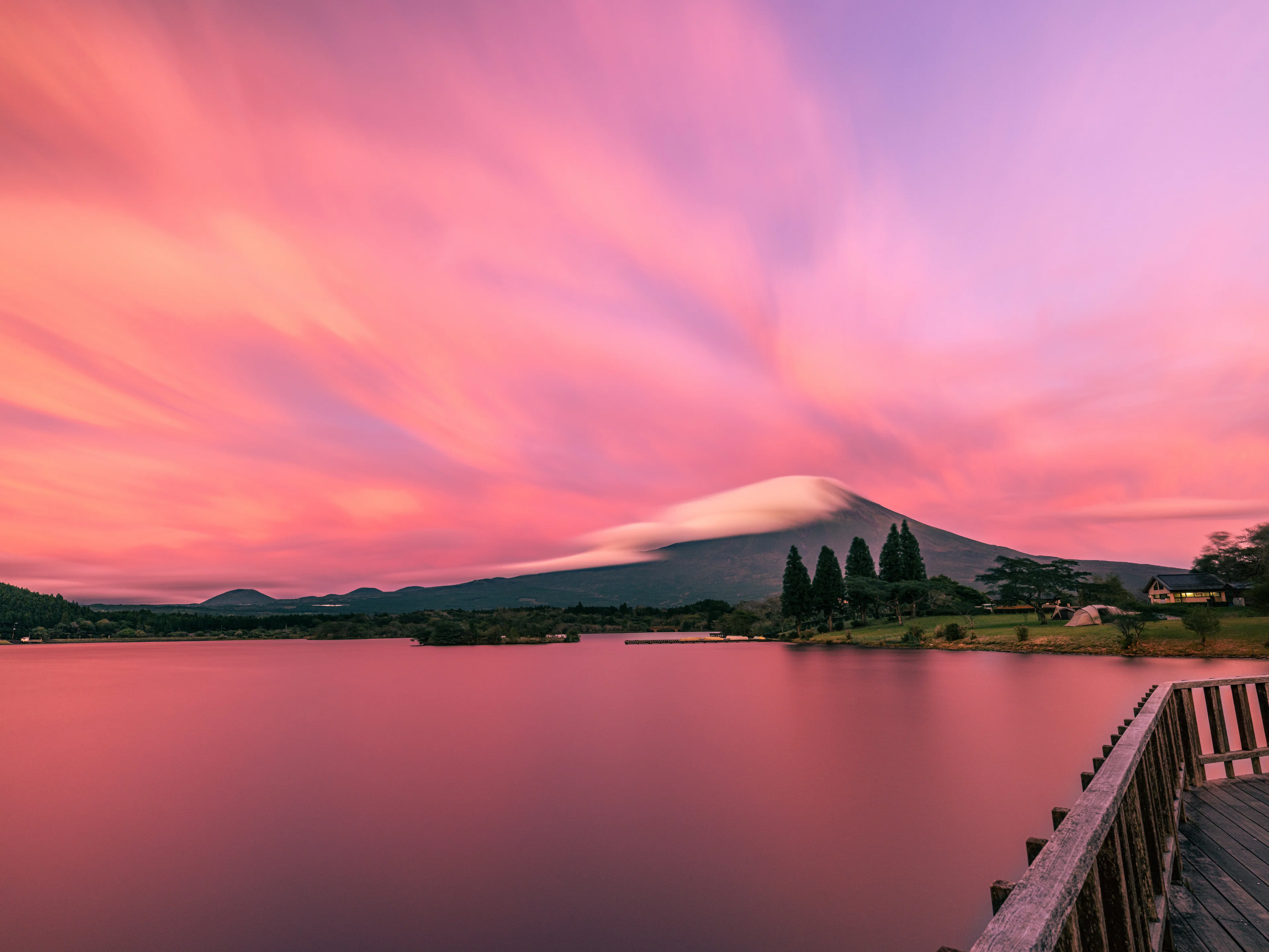富士山と夕日の風景高解像度写真　2Ｌ判4枚　と　Ｌ判写真4枚　8枚セート 富士山と夕焼け 田貫湖｜TAKU