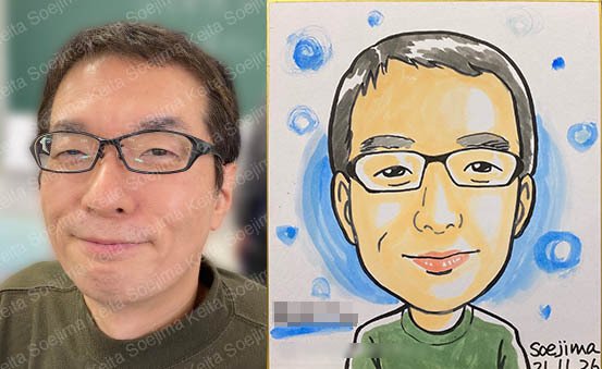 先日描いたアナログ似顔絵、ご本人にSNS掲載のご快諾をいただいたので公開させていただきます。https://0000.studio/soeji
