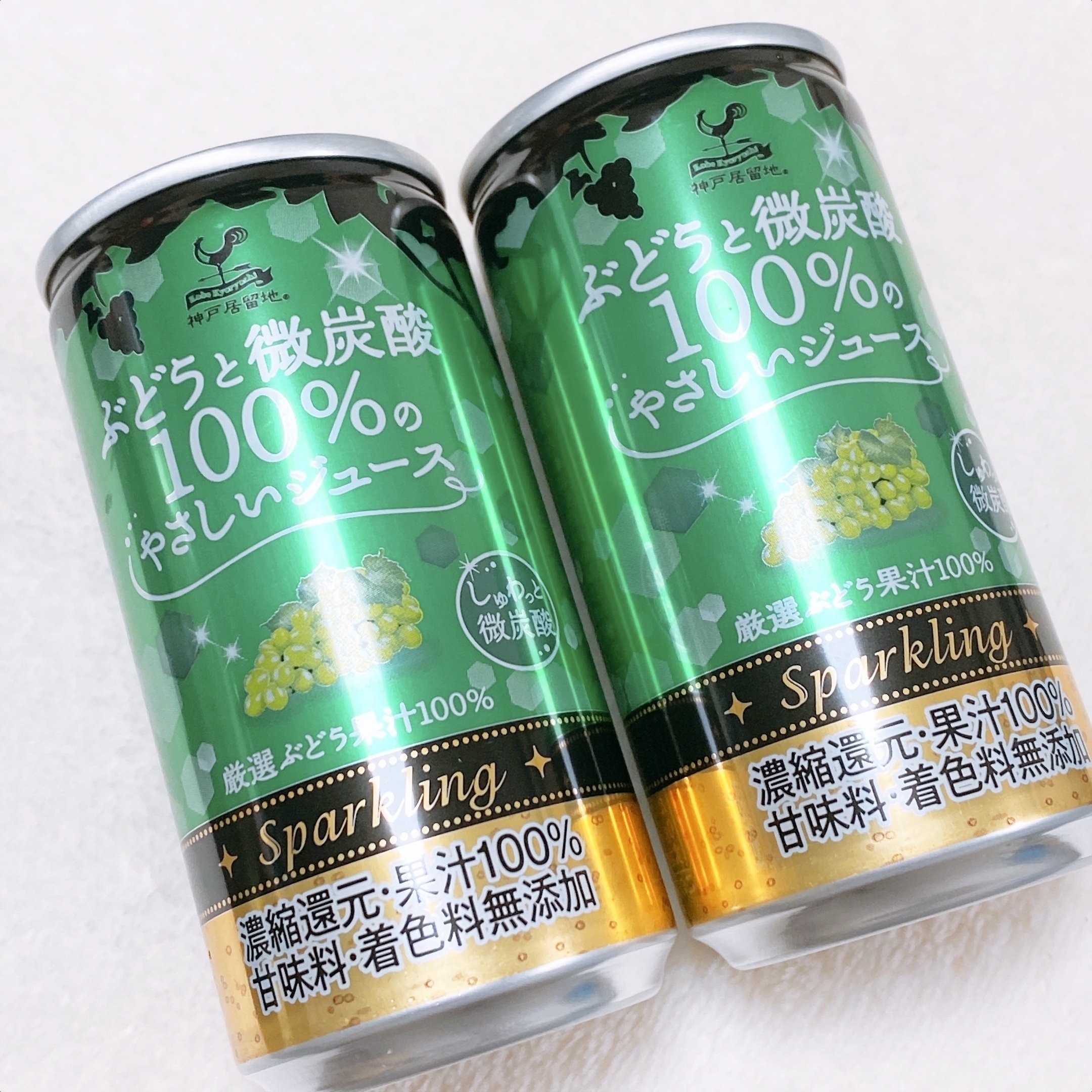 安心と信頼 富永貿易 神戸居留地 ぶどうと微炭酸１００％のやさしいジュース １８５ｍｌ 缶 １ケース ２０本