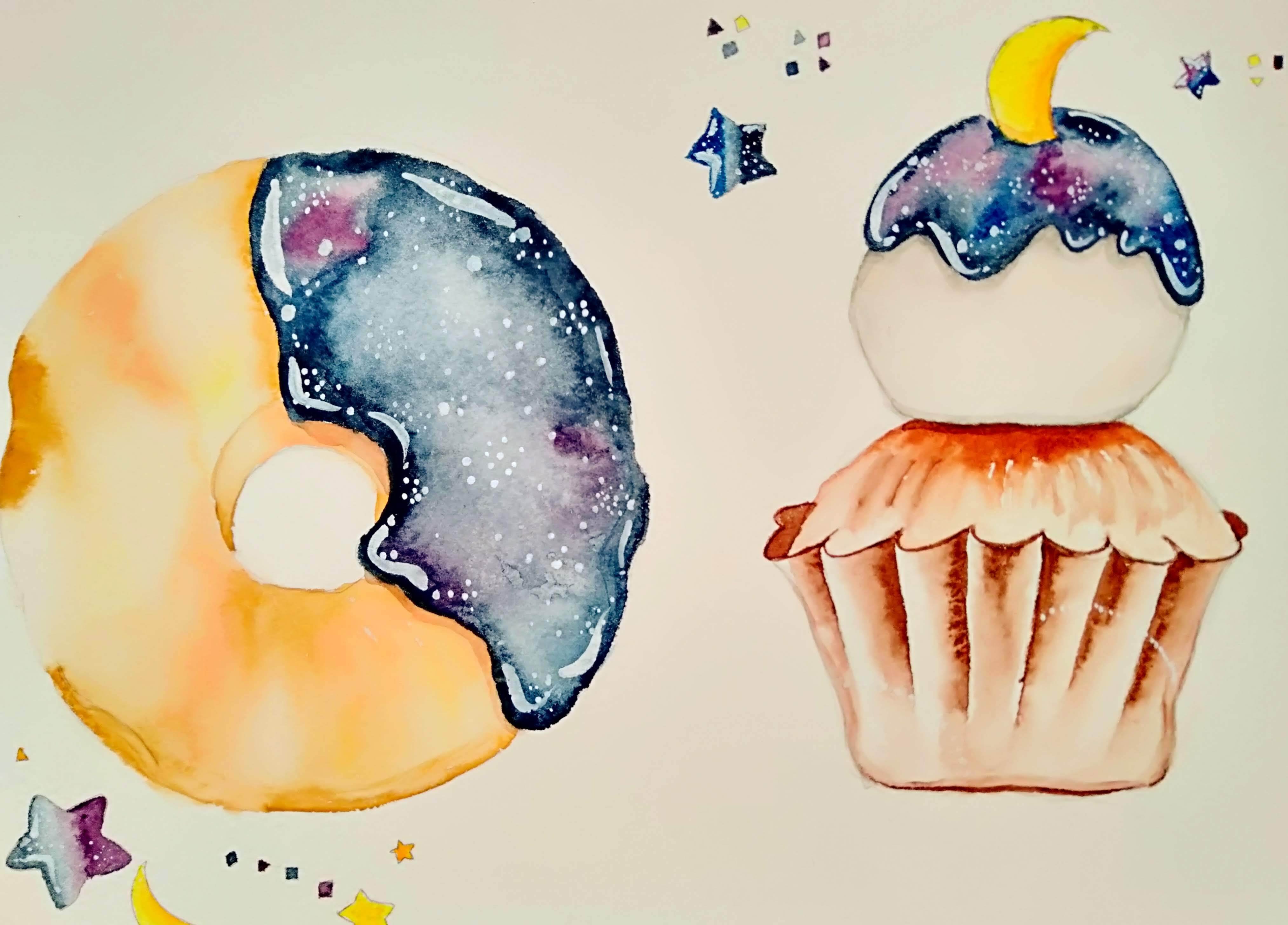 水彩イラスト、講座で描いた課題のイラスト3点｜いろうた＠現実を