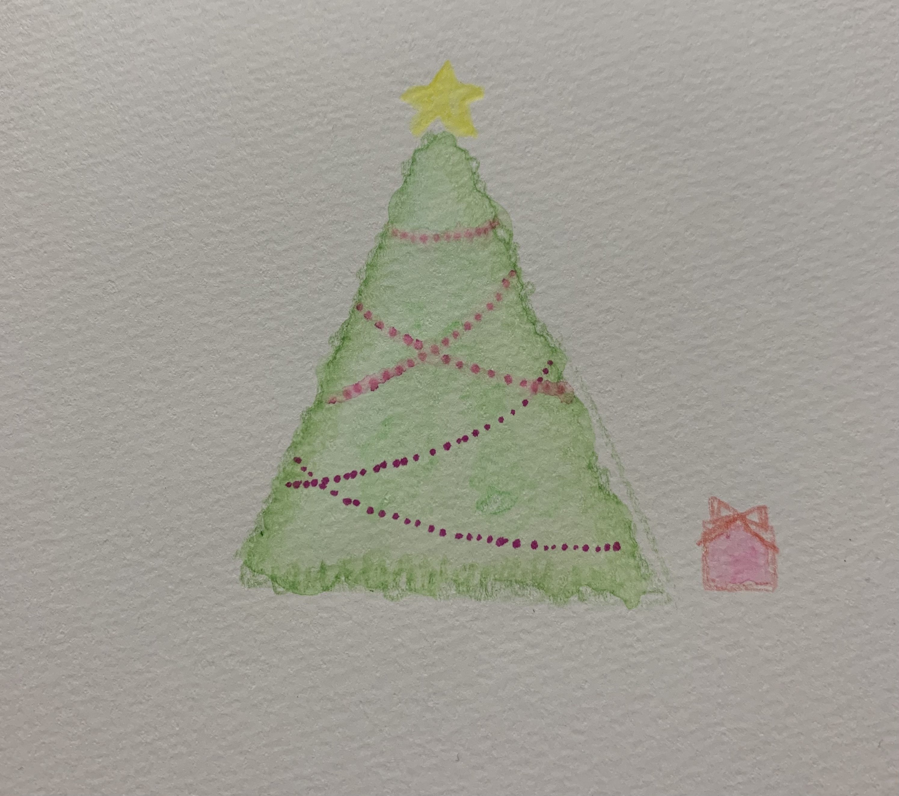 はじめての水彩色鉛筆イラスト ＃2 クリスマスツリー｜miuc