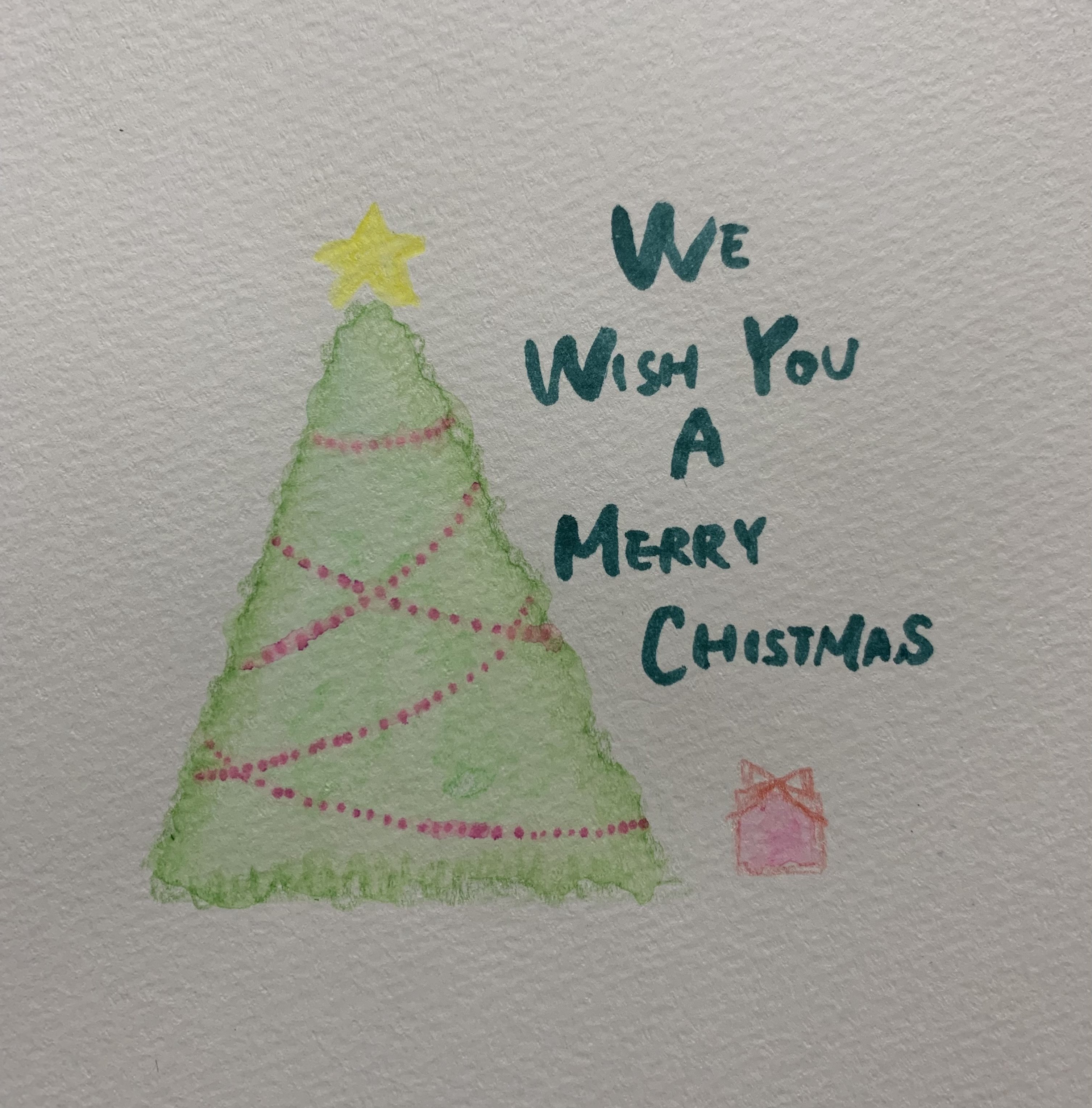 はじめての水彩色鉛筆イラスト ＃2 クリスマスツリー｜miuc