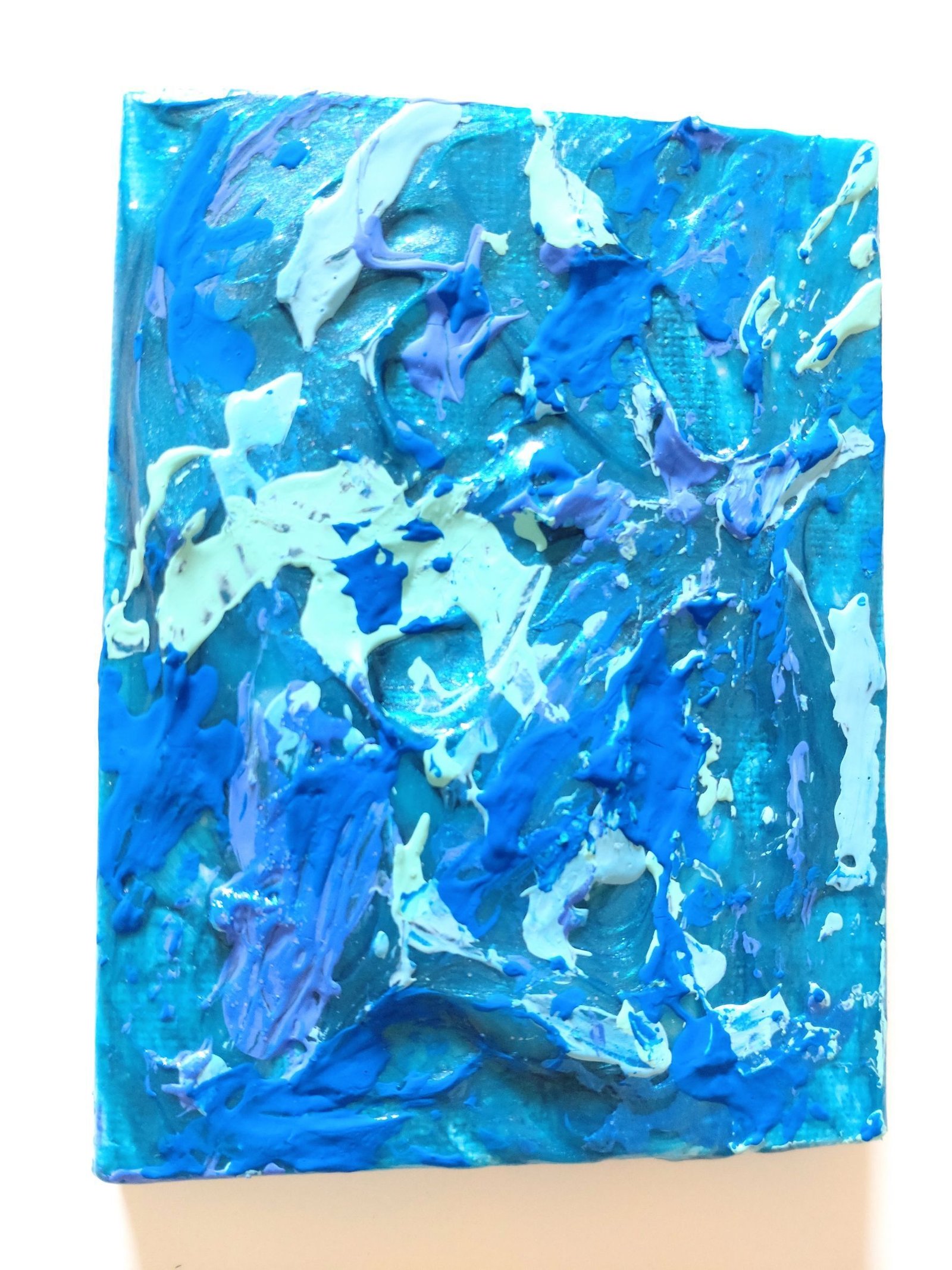 青系抽象画 アクリル絵具 小型キャンバス （カラフルなオリジナル抽象  