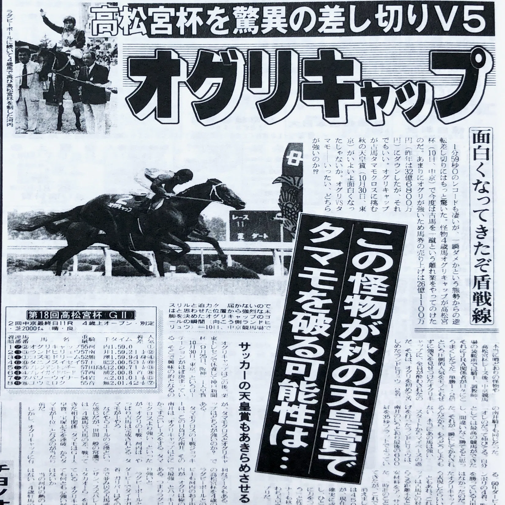 漫画「ウマ娘」のヒロイン！〝国民的ホース〟オグリキャップの死闘と 