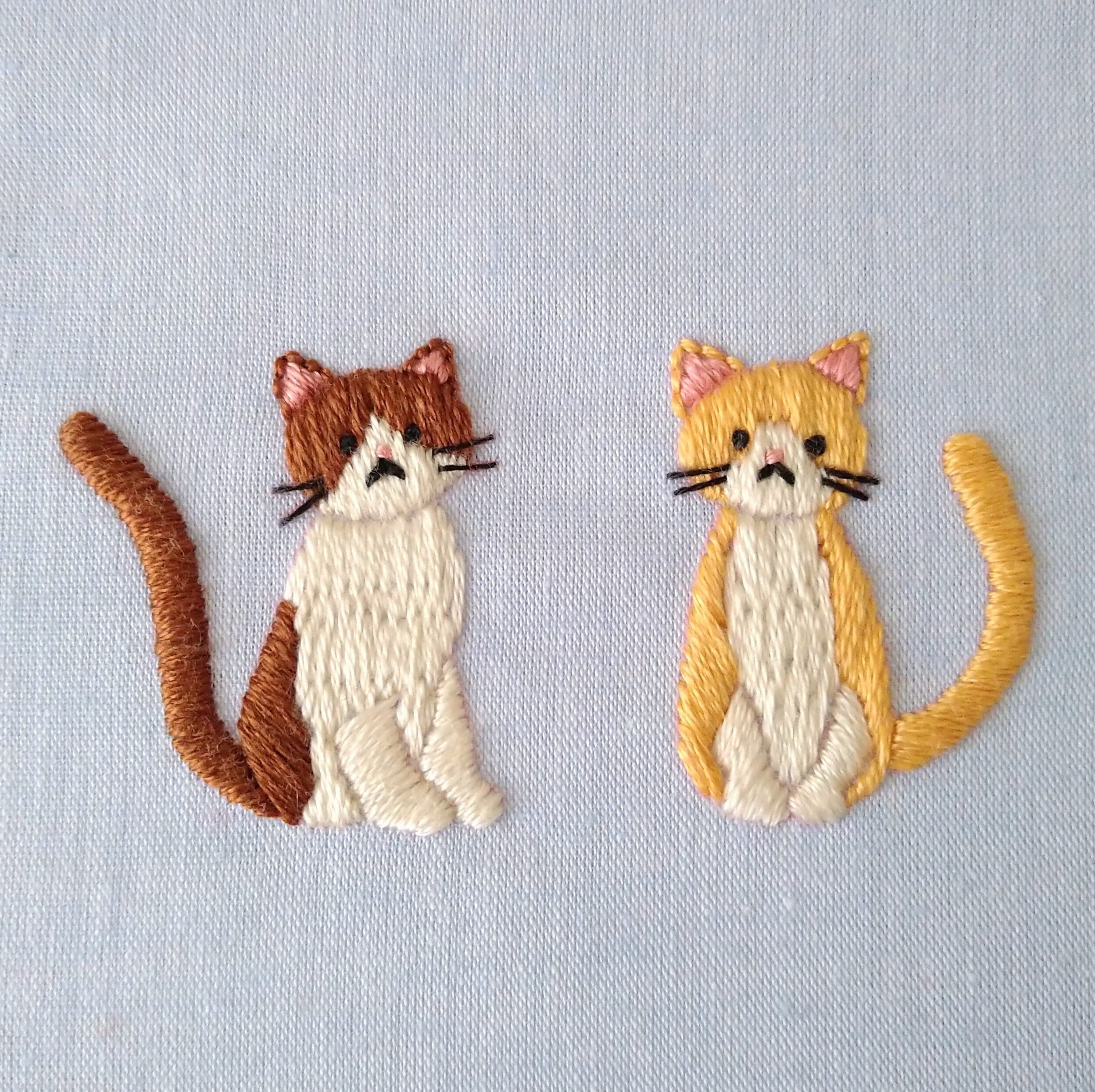 2匹の猫の刺繍図案🐈🐾 ステップ22 〜アレンジして楽しもう