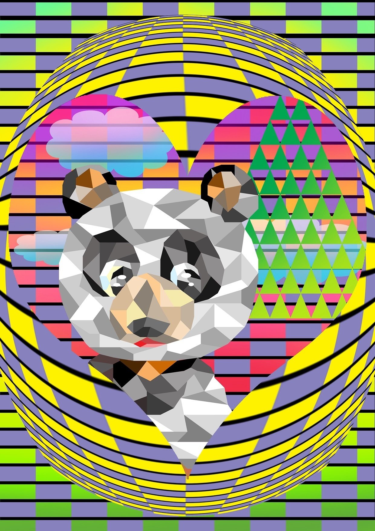 ハート型の窓からパンダが Doumei Note