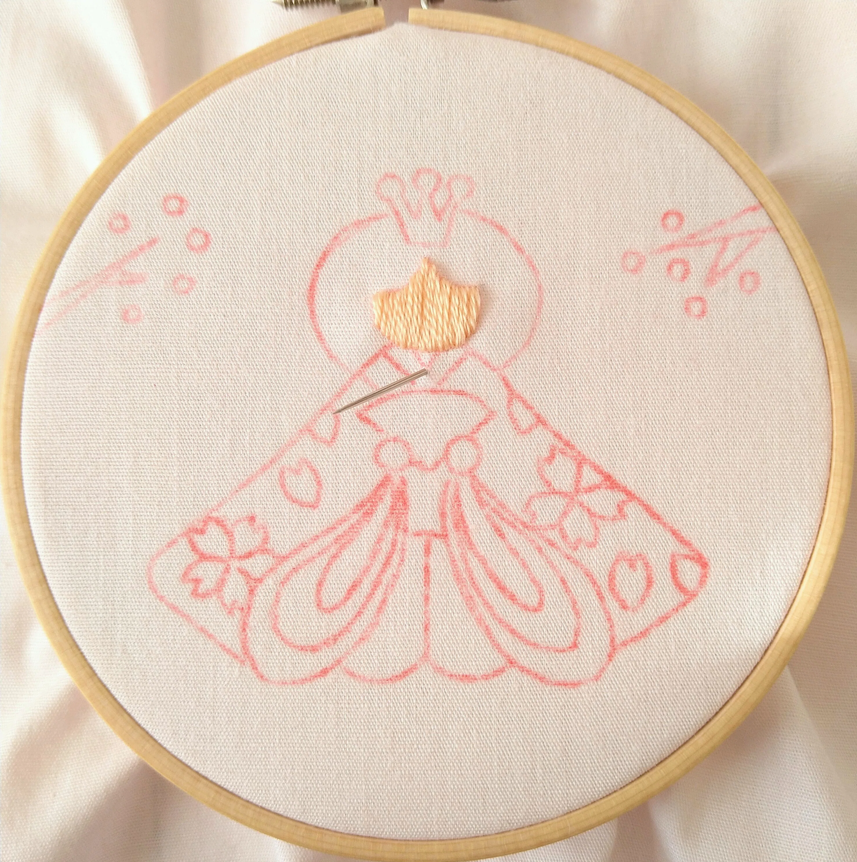 ひなまつりの刺繍枠キットを作ろう🌸 ステップ3 〜お雛様の手の刺繍