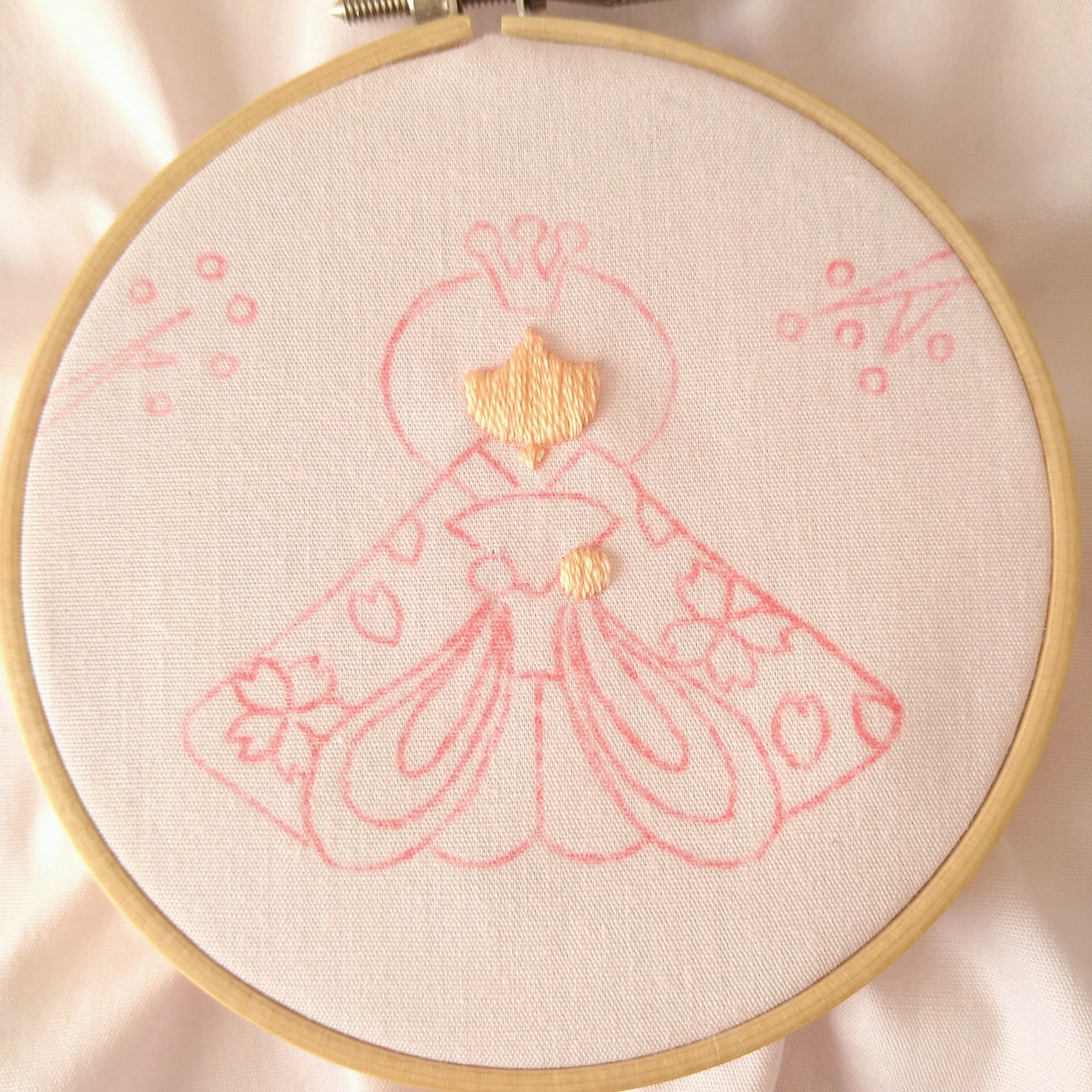 ひなまつりの刺繍枠キットを作ろう🌸 ステップ3 〜お雛様の手の刺繍