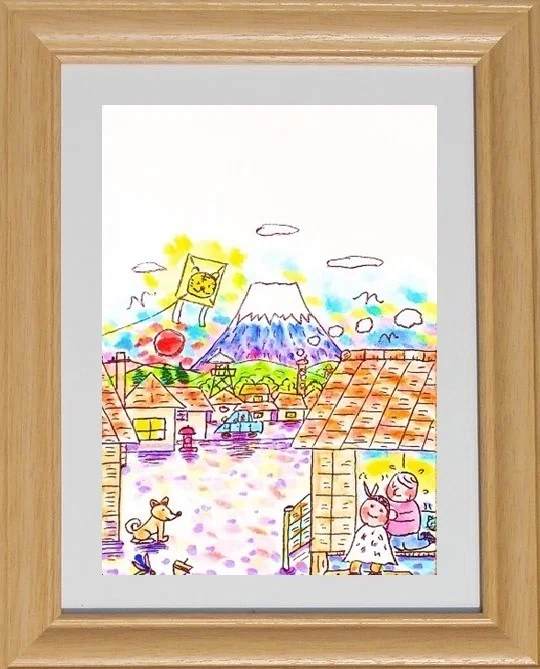 昭和っぽい情景の絵「謹賀新年 皆さまへの年賀状 (画像ダウンロード無料プレゼント)」
