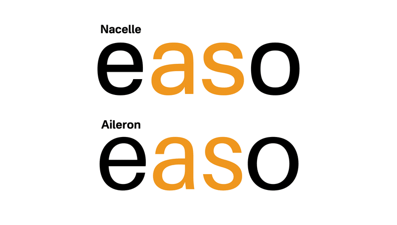 Aileronとの比較 a、sの文字のバランス調整