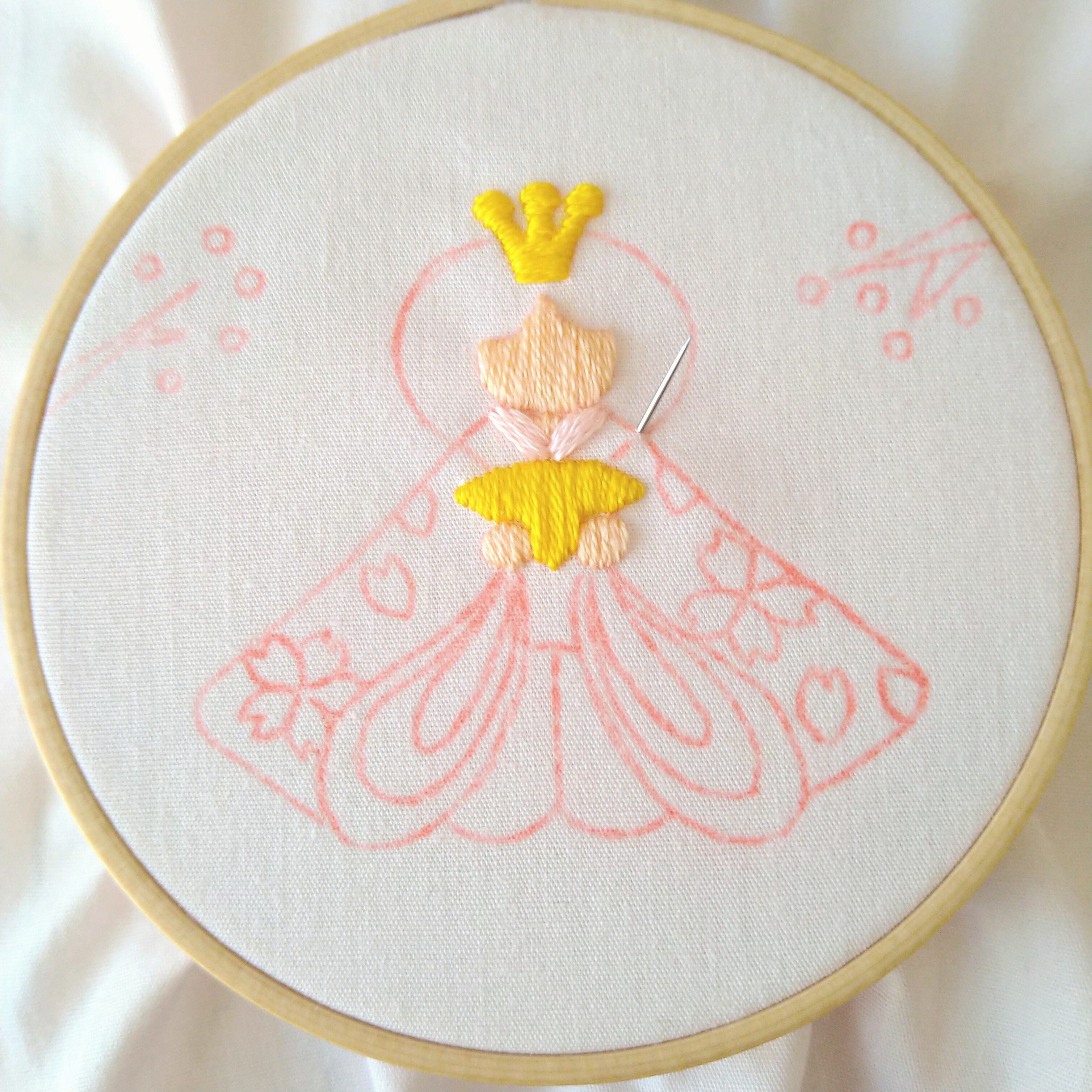 RADIALL 刺繍 ワークベスト ダック ひなまつりの刺繍枠キットを作ろう🌸 ステップ7 〜着物の襟の