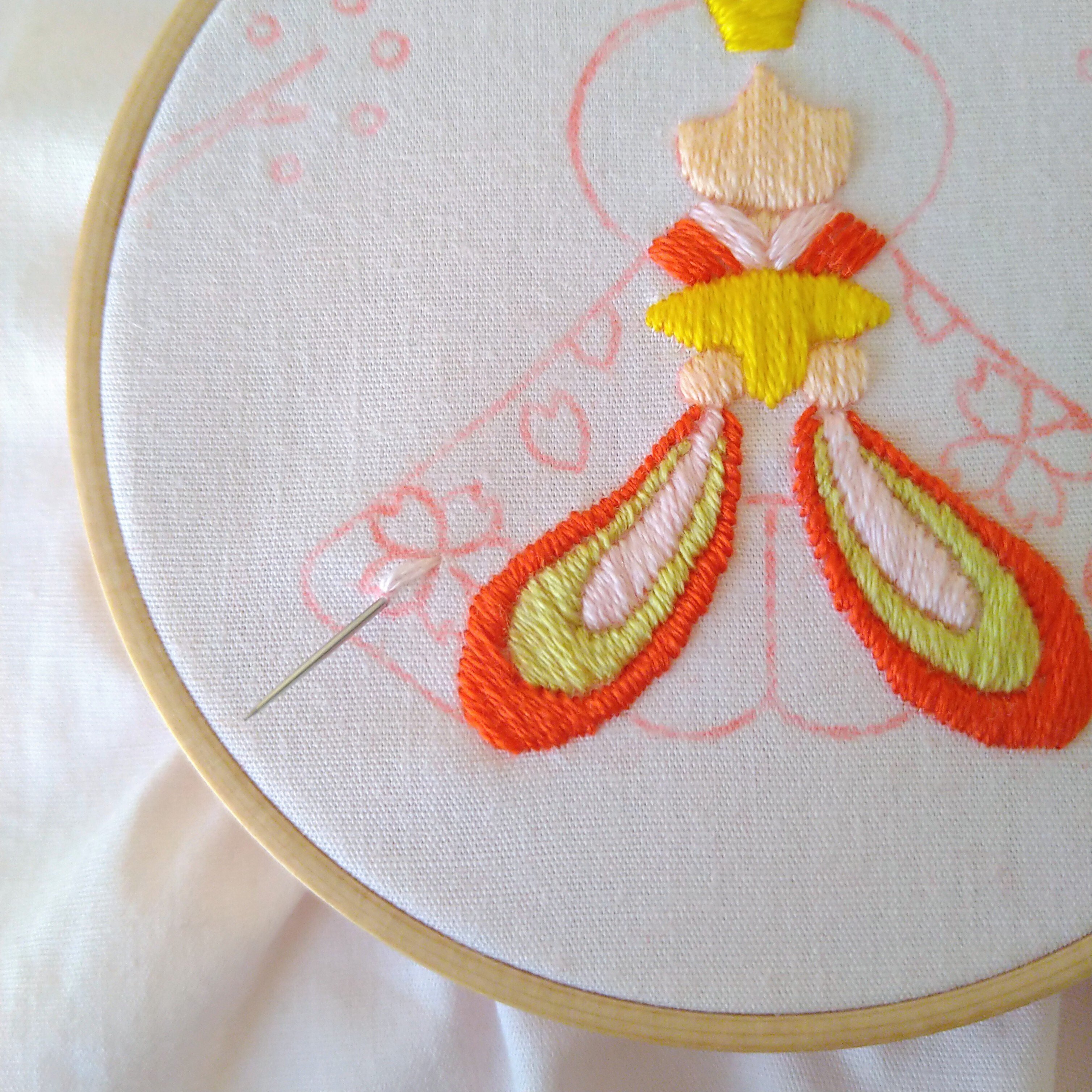 ひなまつりの刺繍枠キットを作ろう🌸 ステップ11 〜着物の桜の