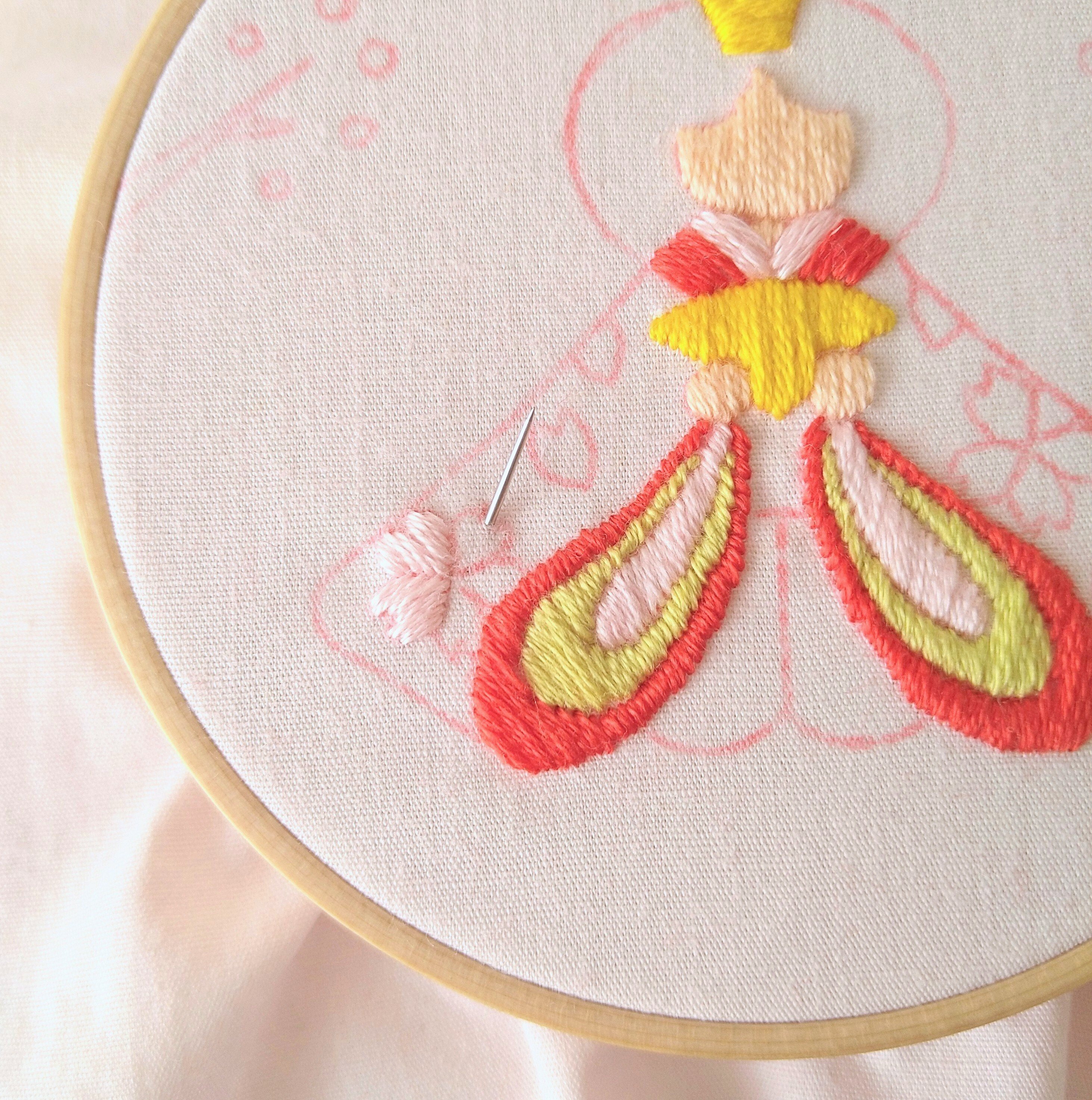 ひなまつりの刺繍枠キットを作ろう🌸 ステップ11 〜着物の桜の