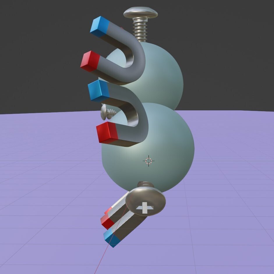 Blender日誌 ポケモンのコイル レアコイルを作ってみる Unsoluble Sugar Note