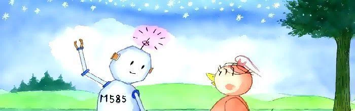 ピピのつばさ 不時着したロケットに乗っていた、宇宙からやって来たロボットM585とピピ。