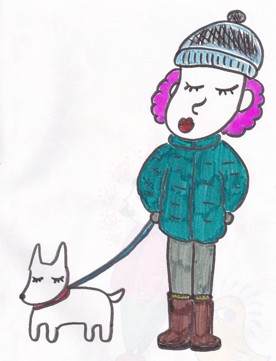 冬の犬の散歩 イラスト 犬のしっぽヤモリの手 Note