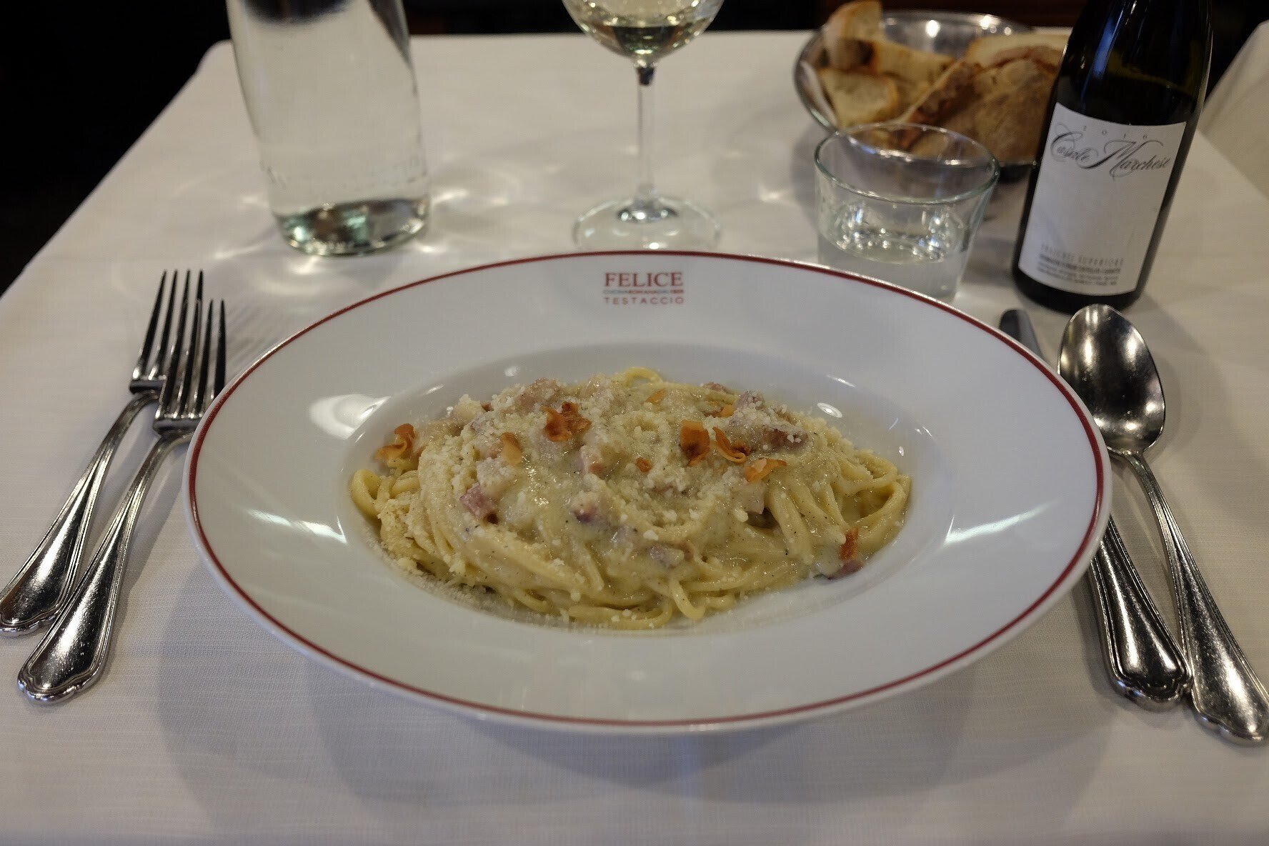 カルボナーラ スパゲッティ カルボナーラと自家製デザート Spaghetti alla Carbonara