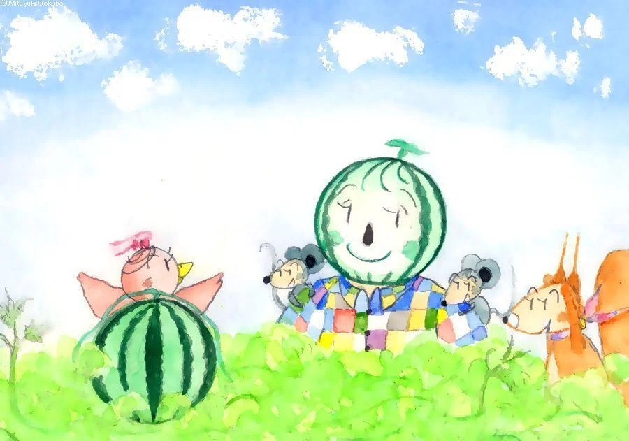 ピピのつばさ フルーツの妖精のスイカさんと、ピピたち。