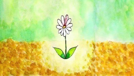 ピピのつばさ 真っ赤な血が滲んで、下に咲く白い花に落ちたのでした・・・。