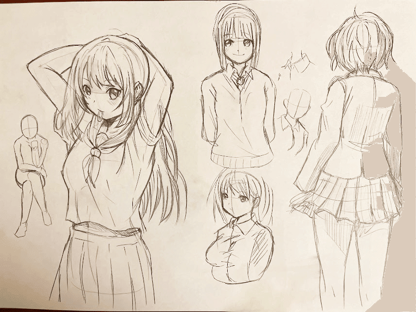 画力up 制服女子キャラ描き込みドリルで絵を練習してみた 和々寺らおん Note