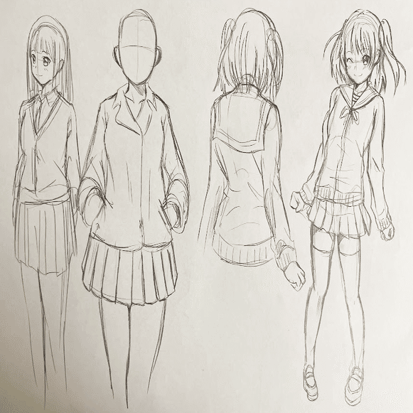 画力up 制服女子キャラ描き込みドリルで絵を練習してみた イラスト練習所 Note