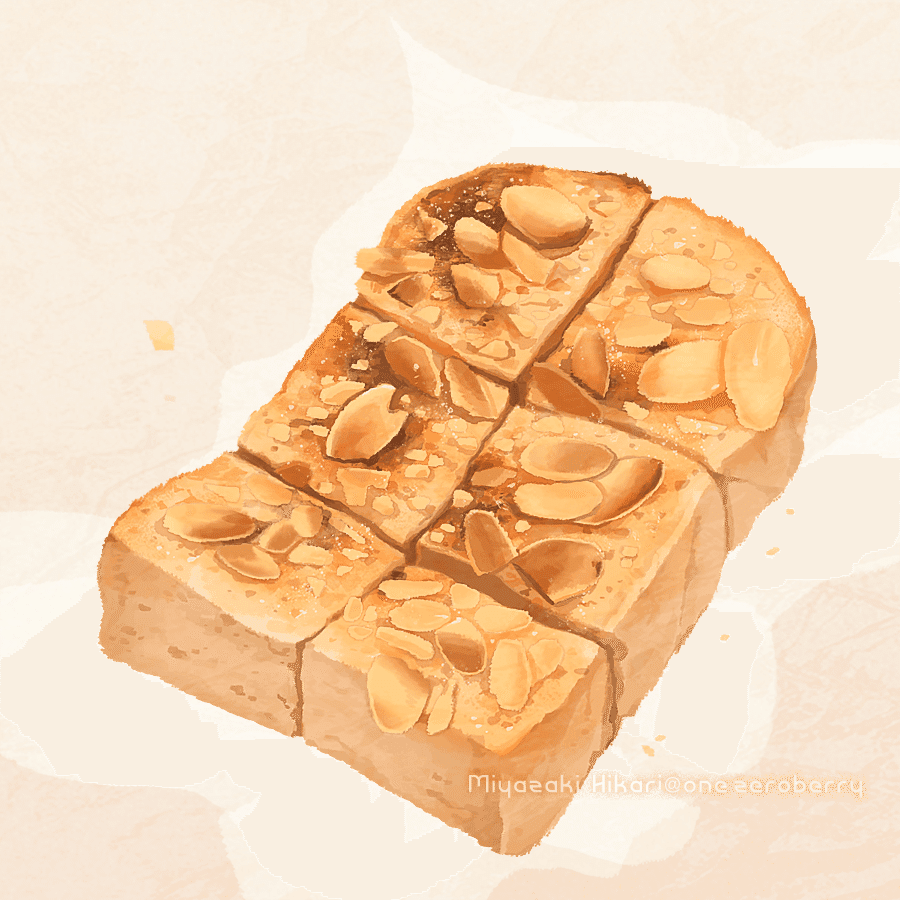 姫路城の前のアーモンドトースト｜宮崎ひかり, image size:900x900