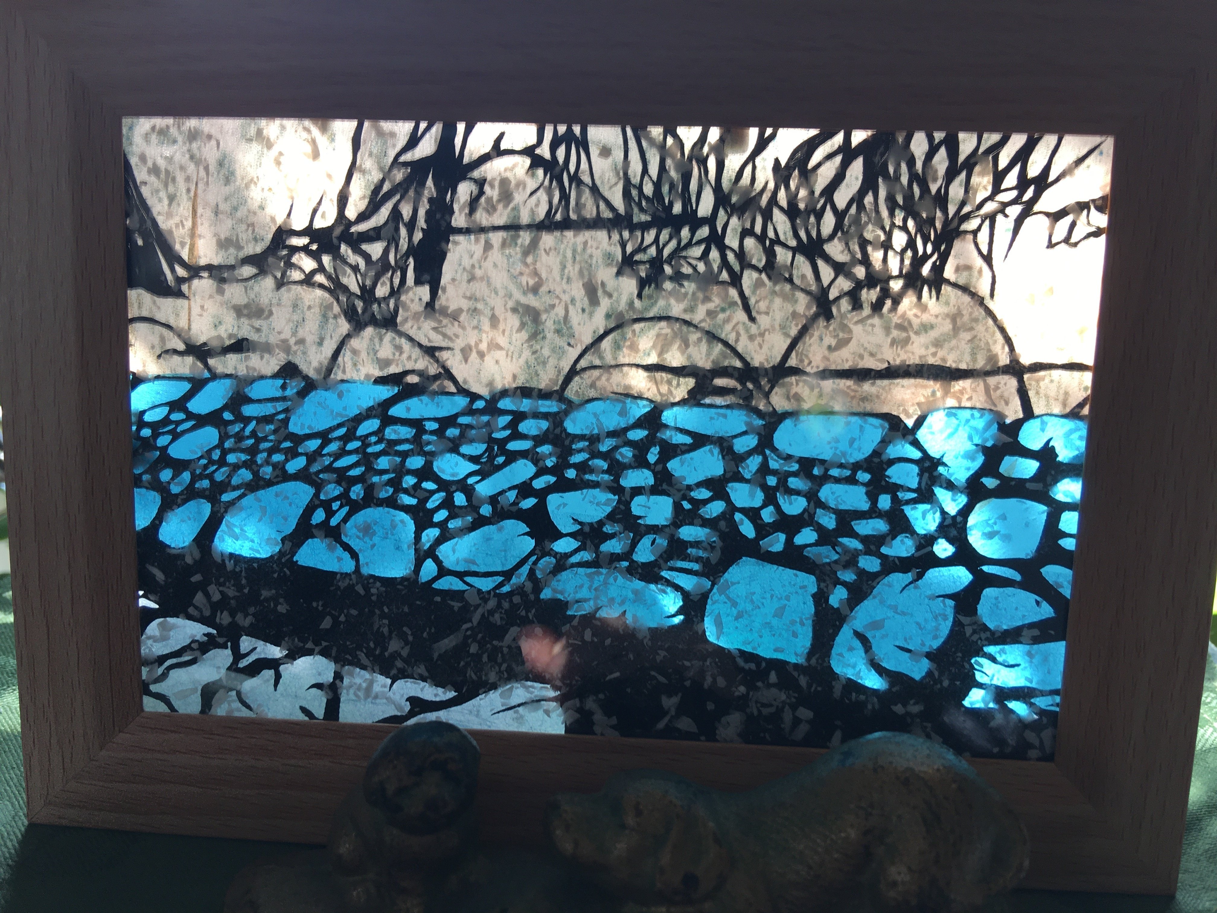 切り絵アート 桂離宮の笑意軒の石畳 Frau Schnitt Note