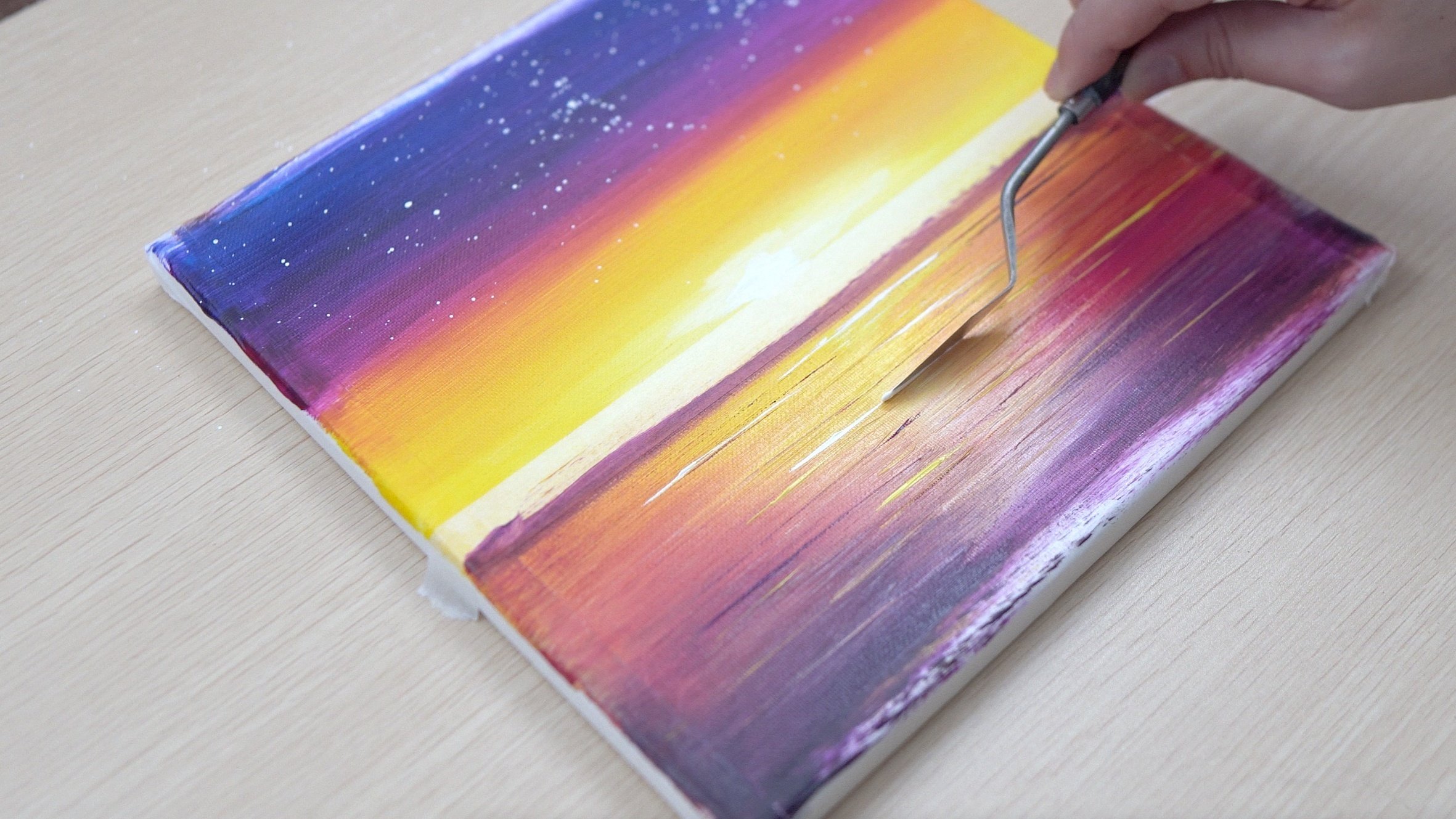 アクリル絵の具で「ハワイの夕日」を描いてみた｜junya_art