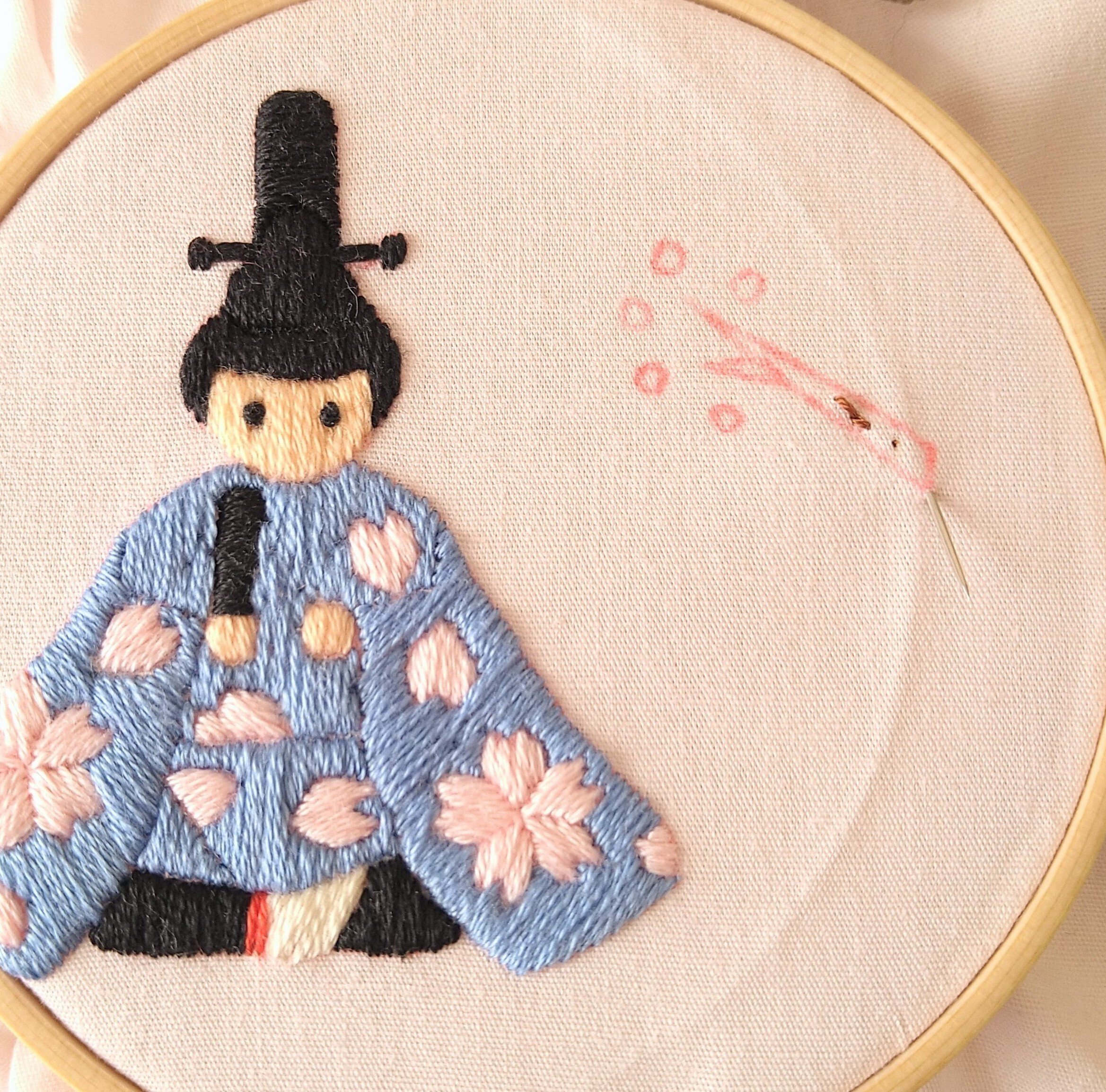 ☆ご予約済☆お雛様　刺繍　額縁入り　☆お値下げしました 刺繍 命名書 フレーム入り お七夜 命名額 タイムレスフラワー