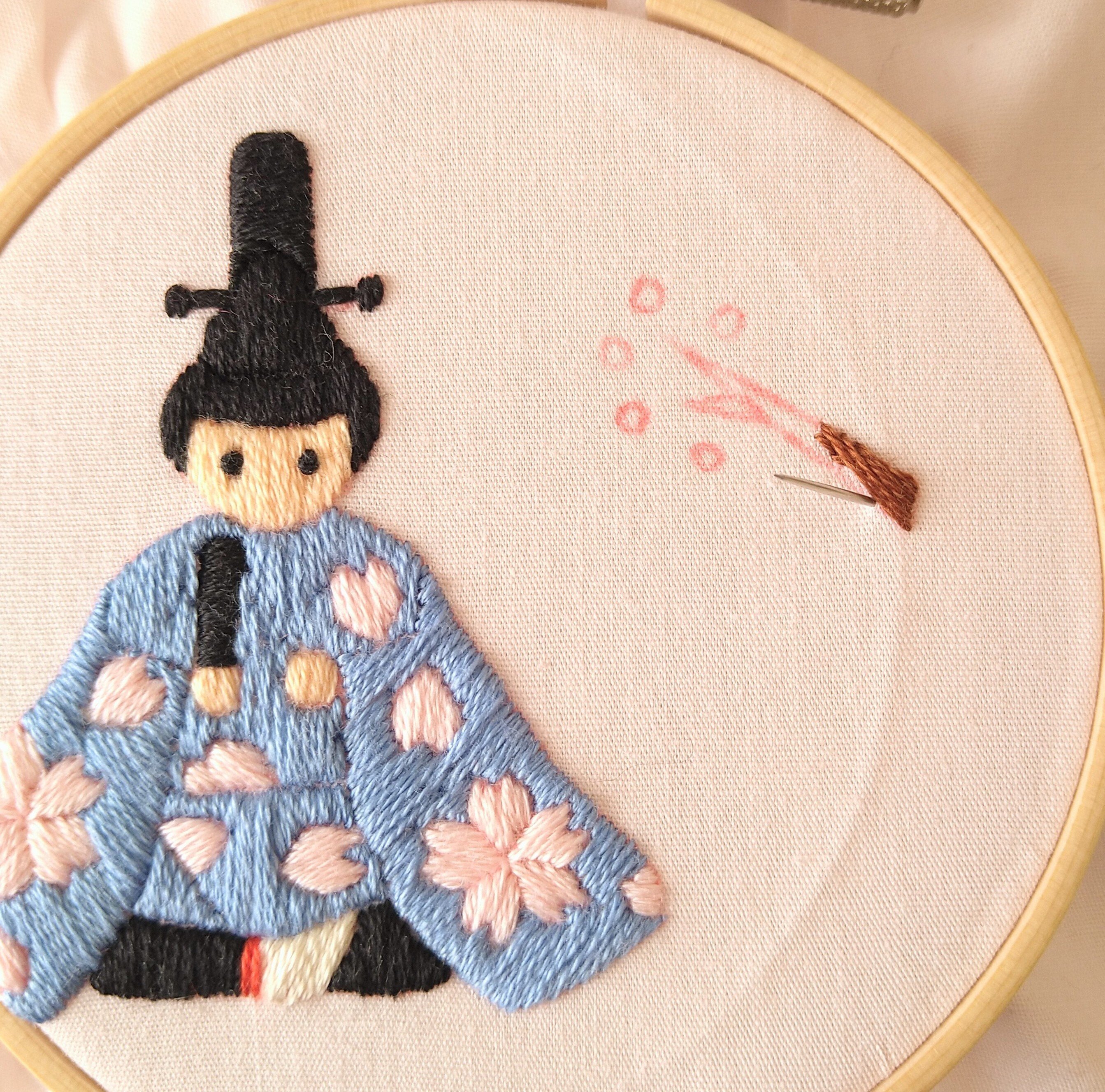 ひなまつりの刺繍枠キットを作ろう🌸 ステップ41 〜梅の刺繍 ひなまつりの刺繍枠キットを作ろう🌸 ステップ41 〜梅の刺繍