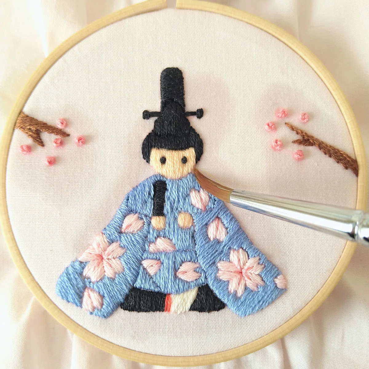 *Let's Make a Hinamatsuri Embroidery Hoop Kit🌸 Step 43 ~Finishing ...