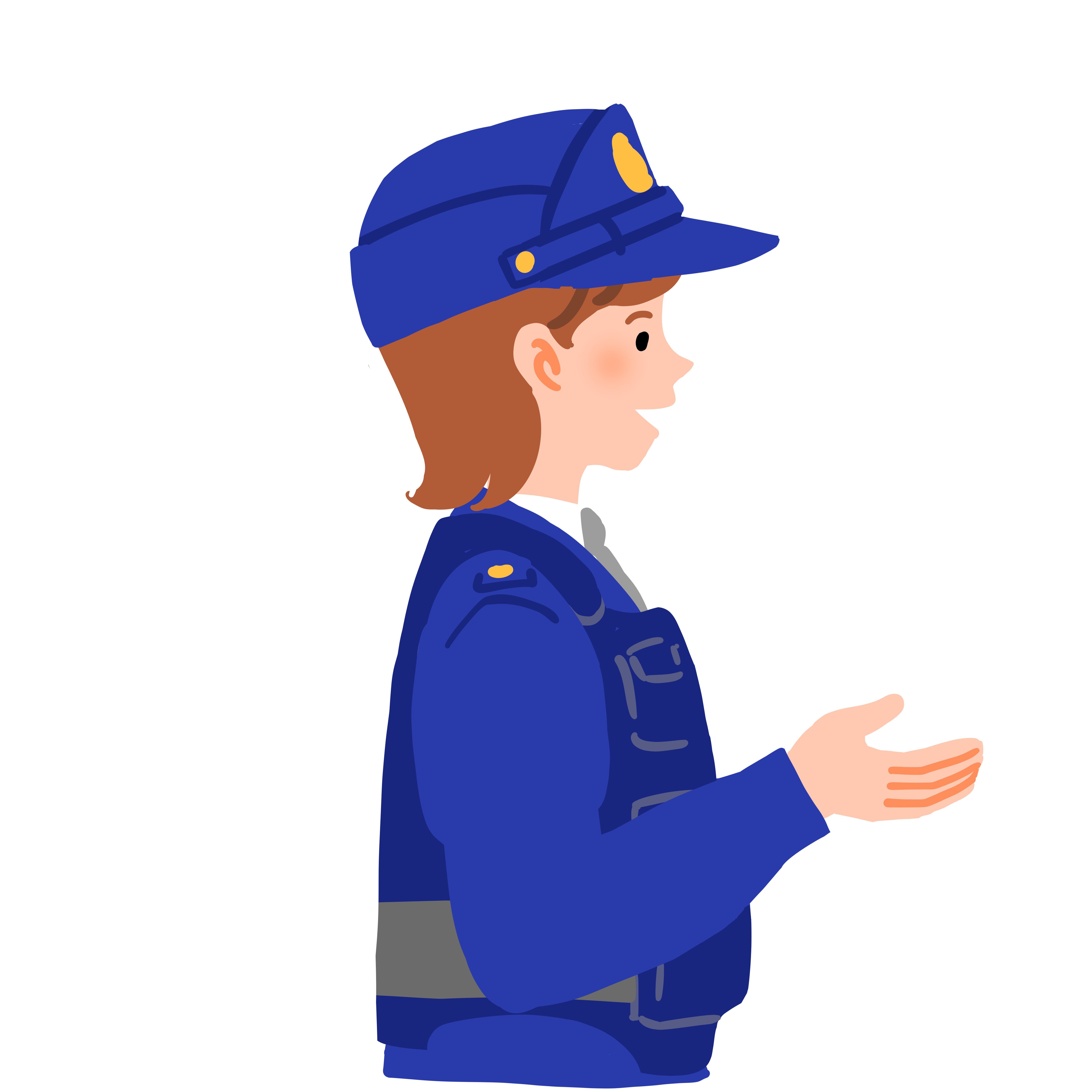 イラスト 話をする女性警察官 まだ途中です Rmia Note