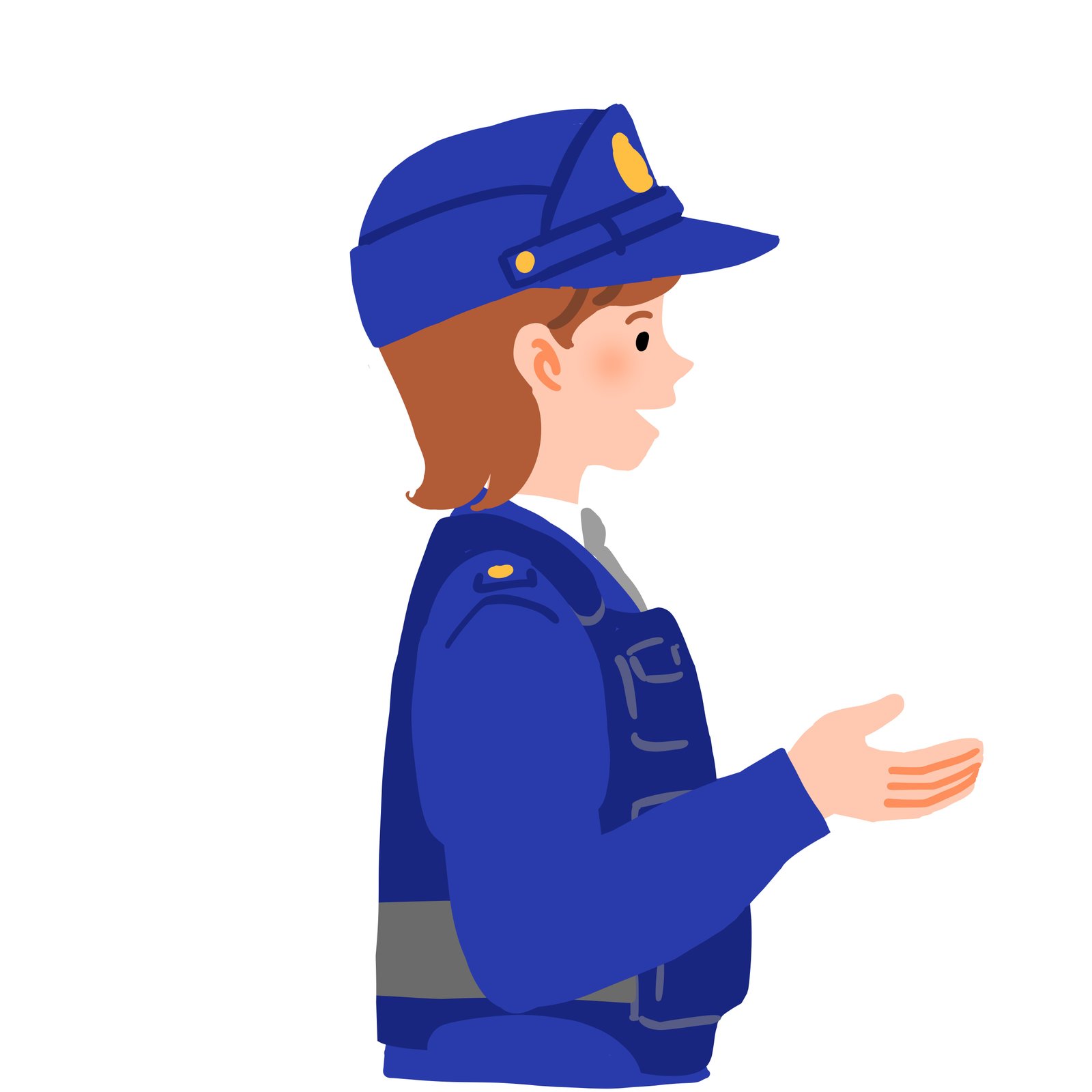 イラスト 話をする女性警察官 まだ途中です Rmia Note