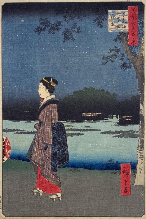 真乳山山谷堀夜景」−もっと掘りたい三囲神社–『名所江戸百景』｜おう