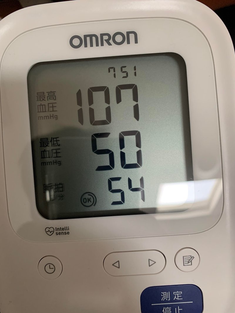 血圧計の数値107