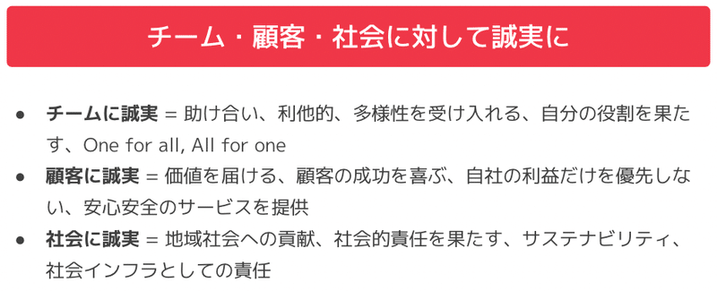 チーム・顧客・社会に対して誠実にの分解