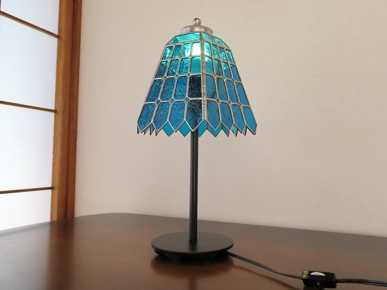 ブルーナイトスター （夜空の星）ステンドグラスランプ・テーブル