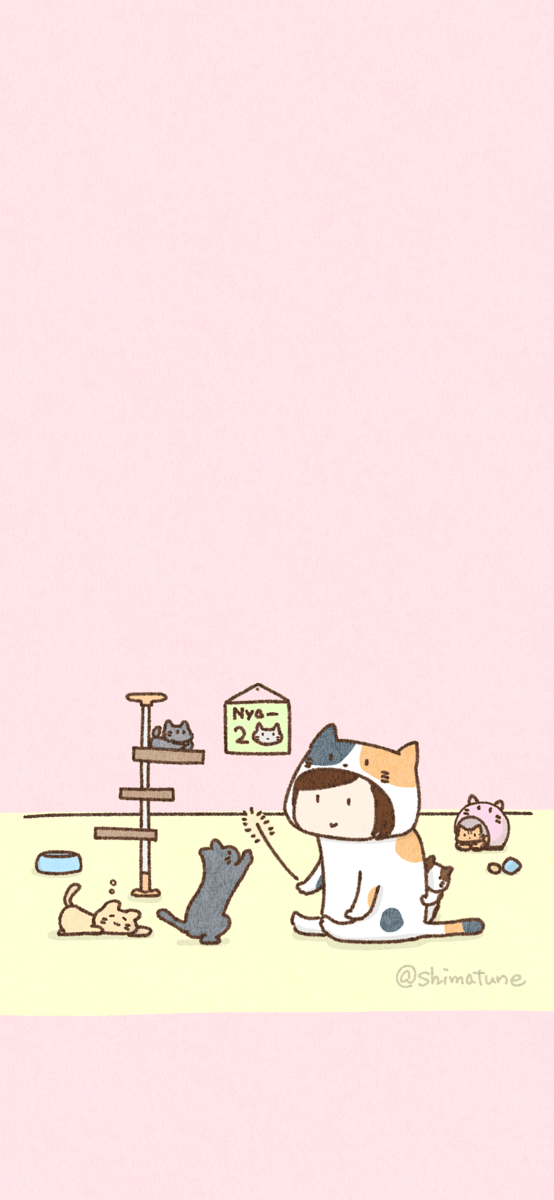 スマホ壁紙＆ZOOM背景】ねこの日イラスト配布してます｜島田 あや