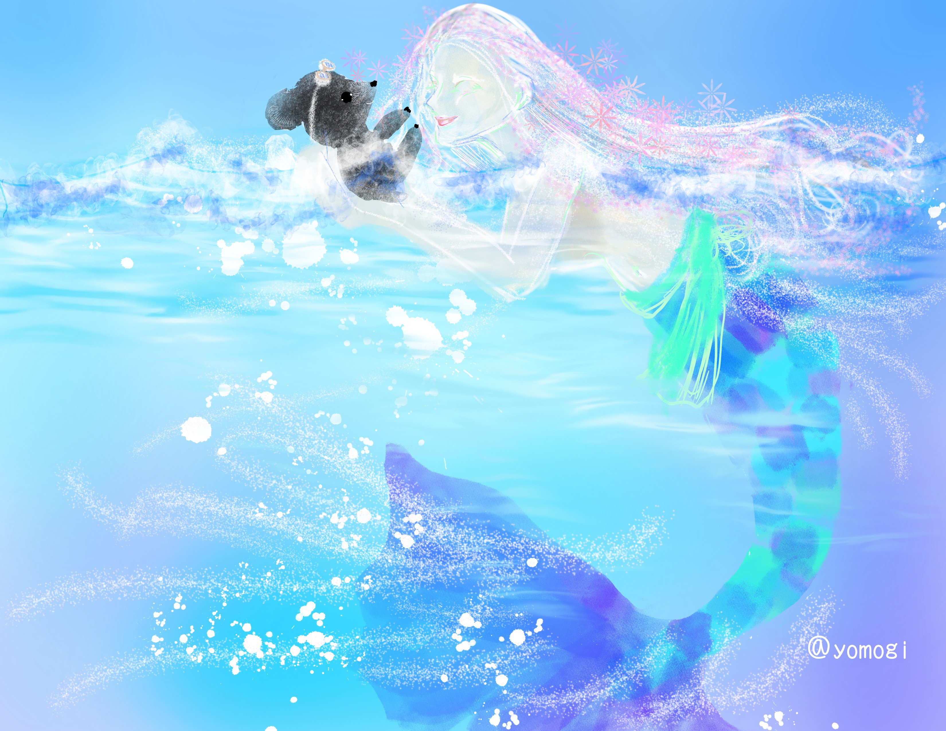 デジタルイラスト 人魚姫 よもぎの背のび Note