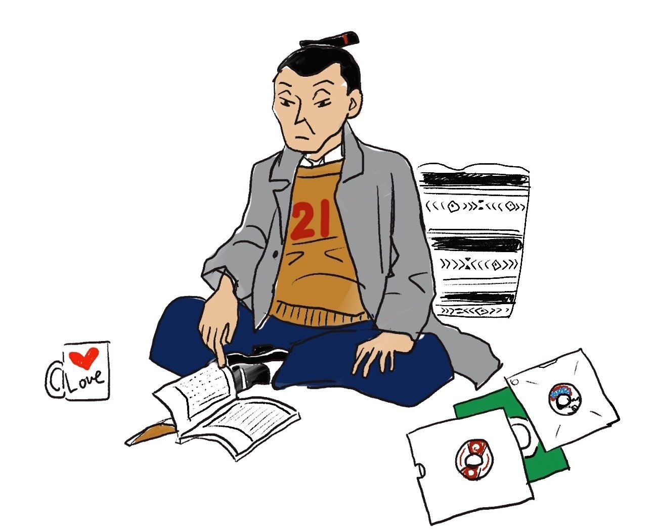 カフェで読書が好きそうな吉田松陰 ウメマツカヲル Note
