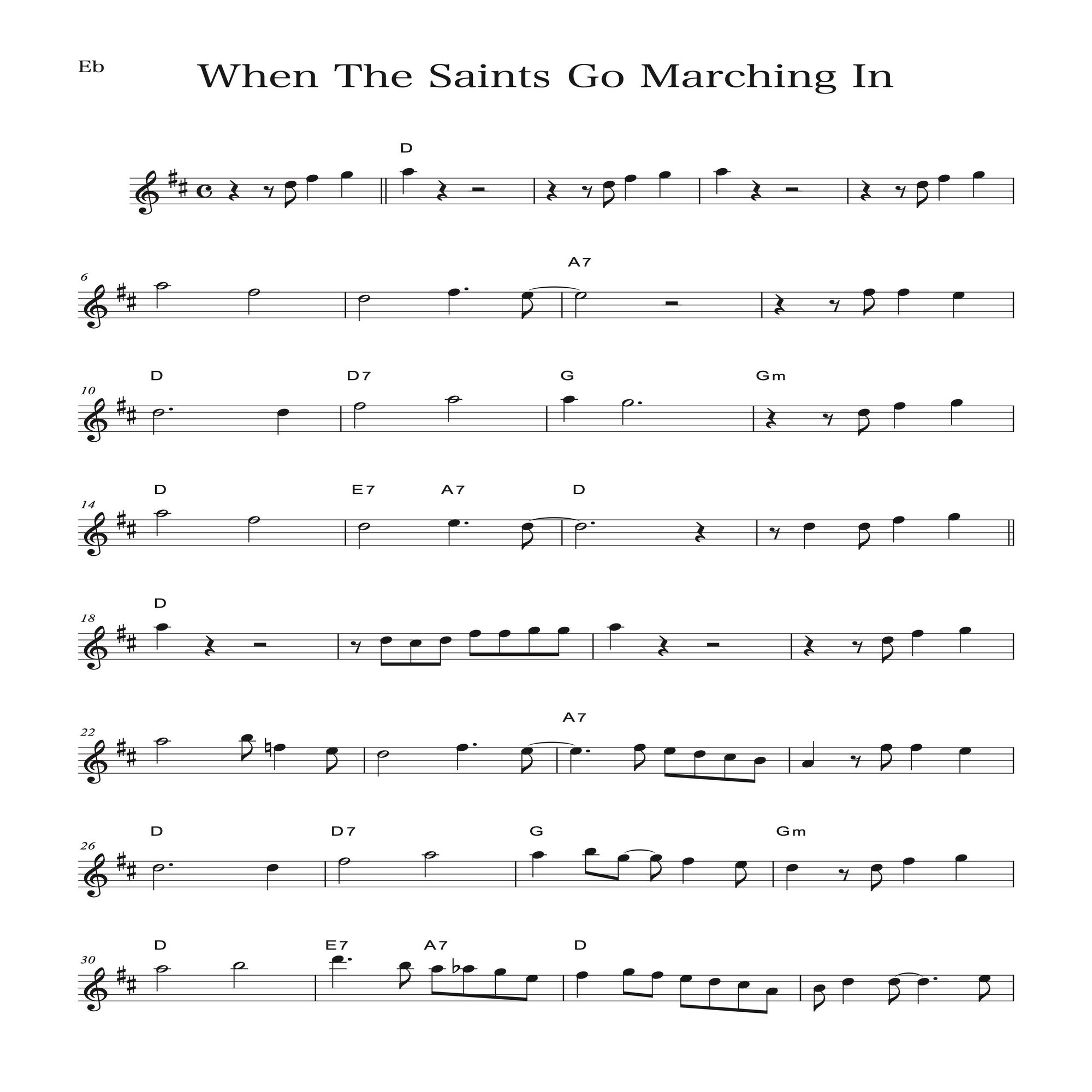 アルトサックス 聖者の行進 でのソロ例 加度 克紘 Note