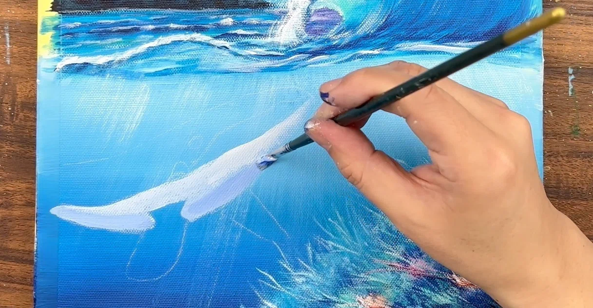 アクリル絵の具で「銀河と波と鯨」を描いてみた｜junya_art
