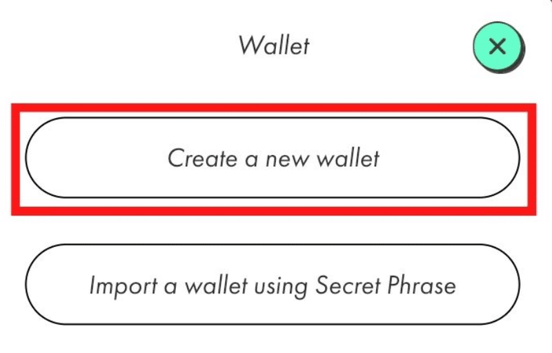 「STEPN」「Create a new wallet」をタップする画像