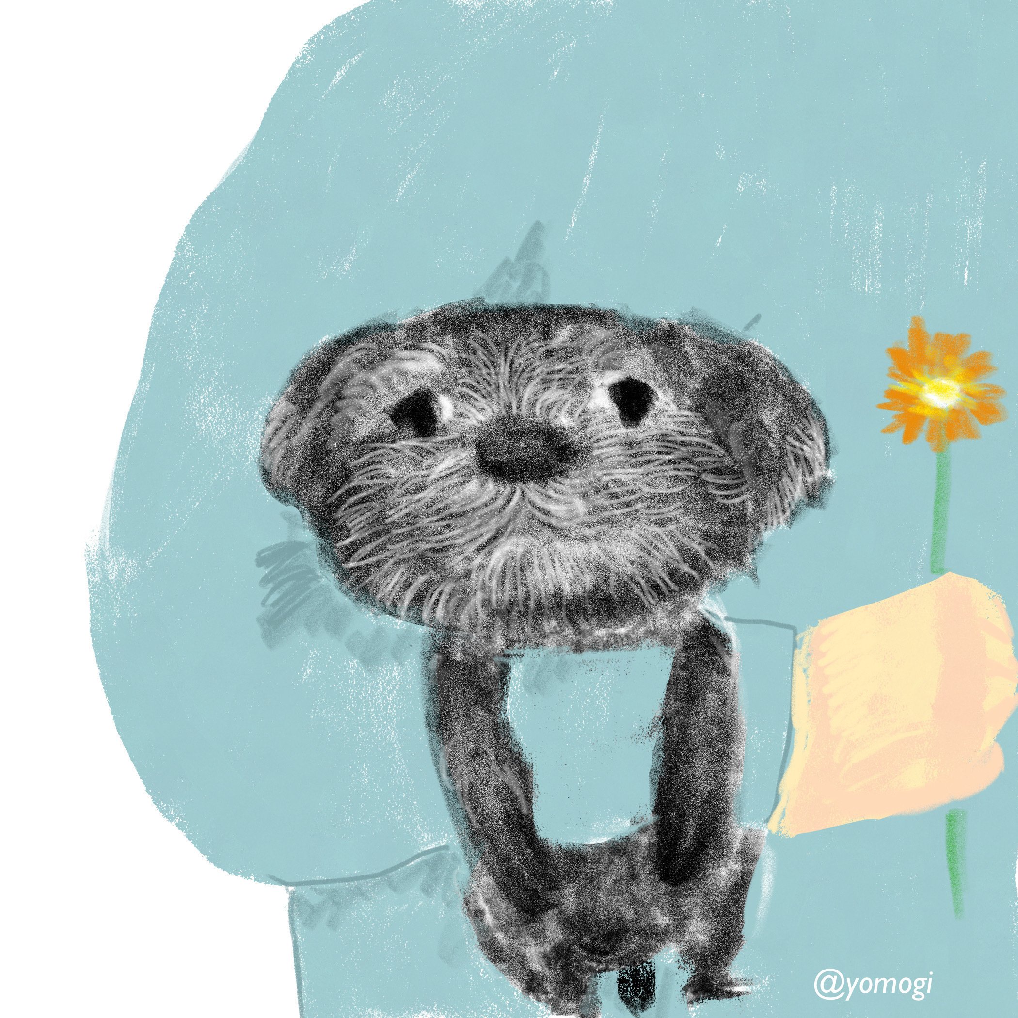 デジタルイラスト シンプルよもぎ よもぎの背のび Note